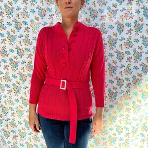 Vintage 60s Eileen hot pink sweater size small